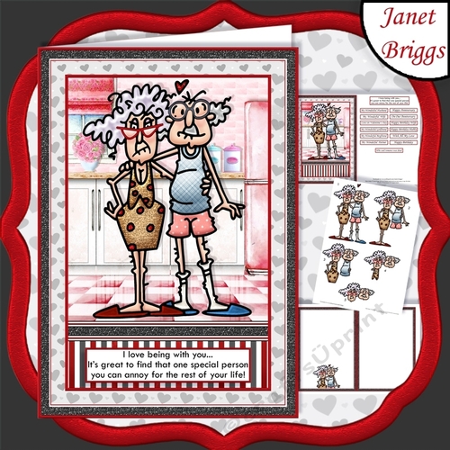 BEING WITH YOU Humorous Stella & Gus A5 Decoupage & Insert Mini Kit