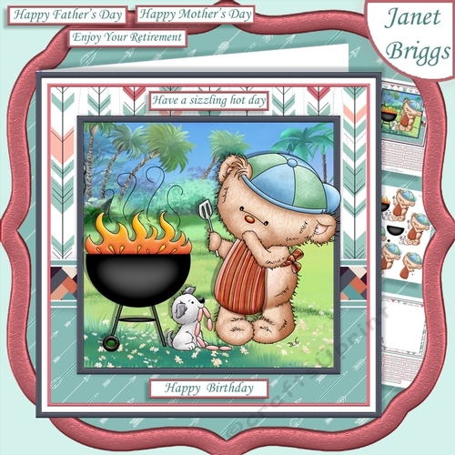 BARBEQUE BEAR 7.5 Decoupage & Insert Kit