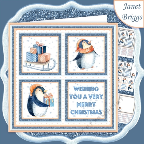 CHRISTMAS PENGUIN SQUARES 7.5 Quick Layer Card & Insert