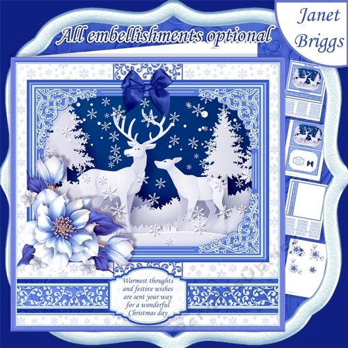 WINTER FOREST DEER Christmas 7.8 Quick Layer Card or Decoupage Mini Kit