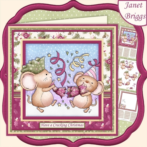 CHRISTMAS CRACKER MICE 7.5 Decoupage & Insert Mini Kit