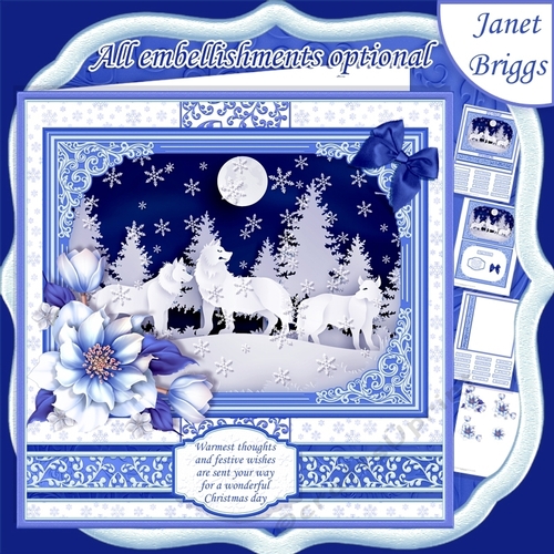 WINTER FOREST WOLVES Christmas or BIRTHDAY 7.8 Quick Layer Card or Decoupage Mini Kit