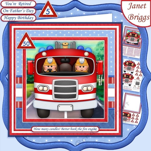 FIRE ENGINE ON STANDBY Adult or Children Decoupage Ages & Insert Mini Kit