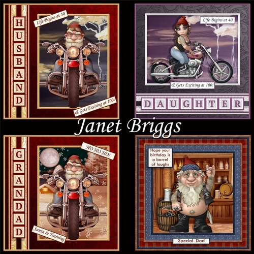 BIKER BONANZA Male Female Birthday & Christmas 7.5 Decoupage Bumper Kit