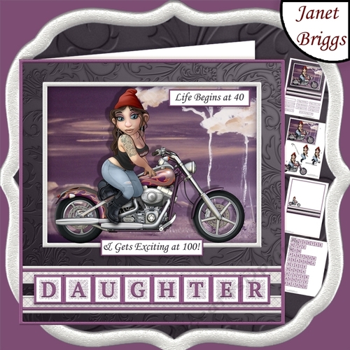 BIKER GIRL LIFE BEGINS AT Humorous 7.5 Decoupage & Insert Kit