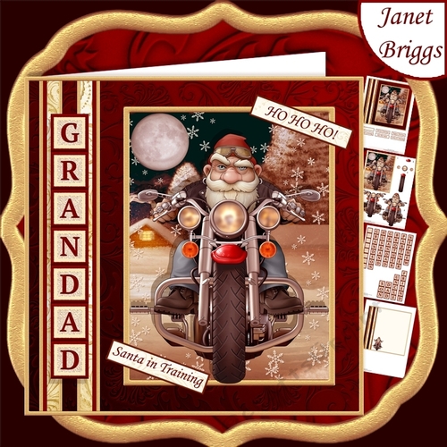 CHRISTMAS BIKER Humorous 7.5 Decoupage & Insert Kit
