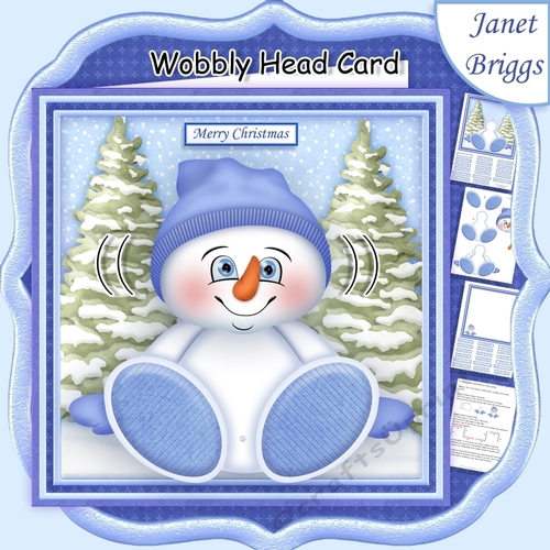 CHRISTMAS SNOWMAN WOBBLY HEAD CARD 7.5 Decoupage & Insert Mini Kit