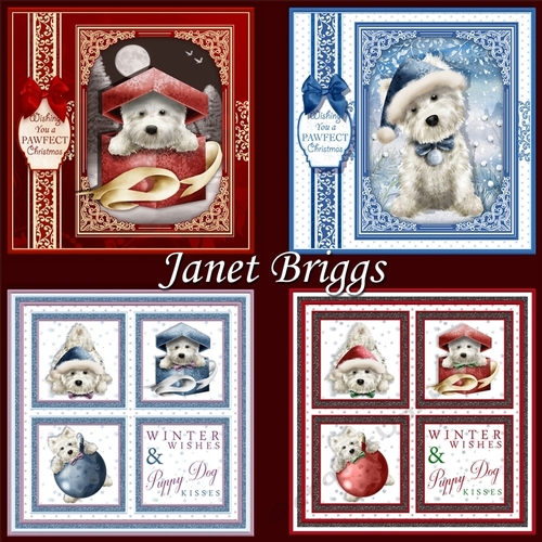 CHRISTMAS WESTIE 7.5 Quick Cards & Decoupage Bumper Kit 