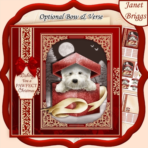 WESTIE CHRISTMAS GIFT 7.5 Quick Layer Card or Decoupage Kit
