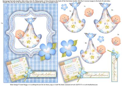 Baby Boy Dangler Card and Double Sided Decoupage