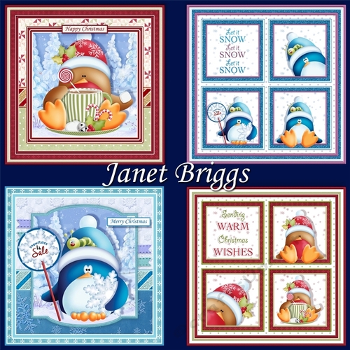 CUTE ROBINS & PENGUINS Christmas 7.5 Decoupage & Quick Cards Bumper Kit
