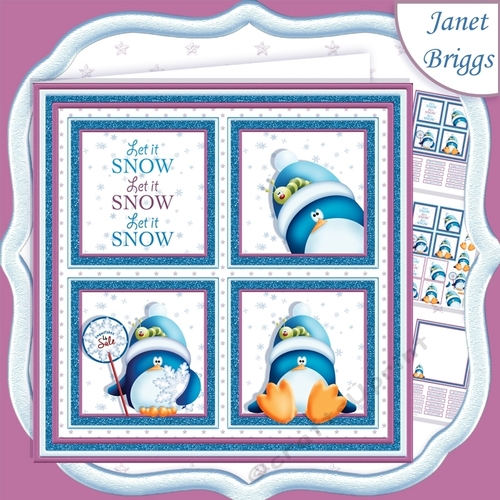 CHRISTMAS PENGUINS & SNOW SQUARES 7.5 Quick Layer Card & Insert Mini Kit