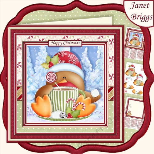 CHRISTMAS ROBIN WARM WINTER WISHES 7.5 Decoupage & Insert Kit