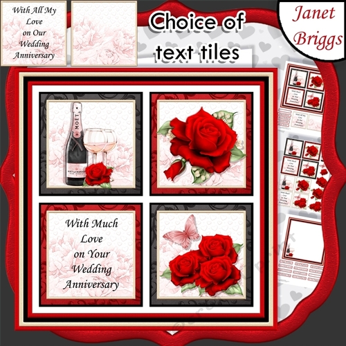 ANNIVERSARY ROSE SQUARES  7.5 Quick Layer Card & Insert Mini Kit