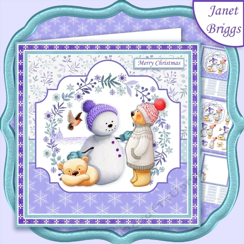 SNOWMAN AND BEARS 7.5 Christmas Decoupage & Insert Mini Kit