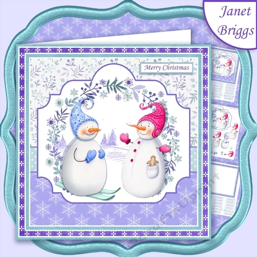 SNOWMAN COUPLE 7.5 Christmas Decoupage & Insert Mini Kit