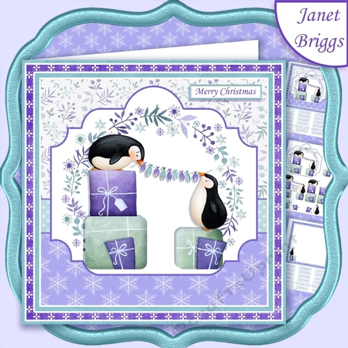 PENGUIN PARTY 7.5 Christmas Decoupage & Insert Mini Kit