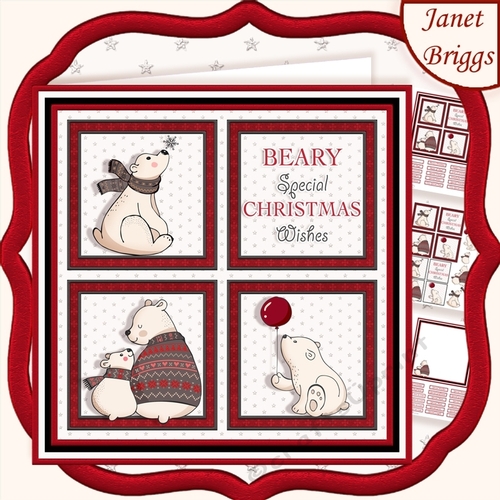 CHRISTMAS POLAR BEAR SQUARES 7.5 Quick Layer Card & Insert