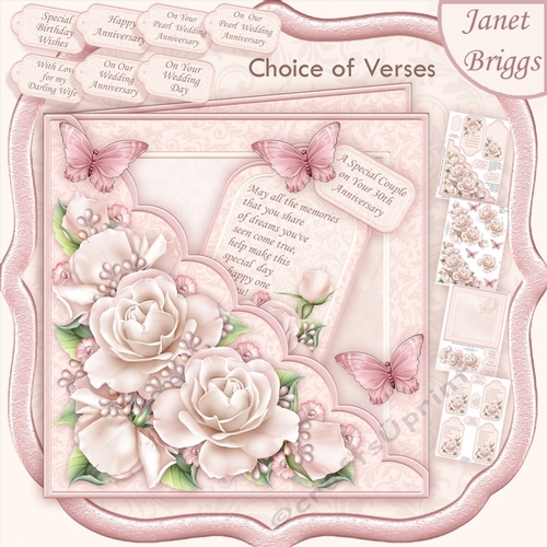 Square Scallop Pocket Pearl Anniversary Roses Wedding or Birthday 