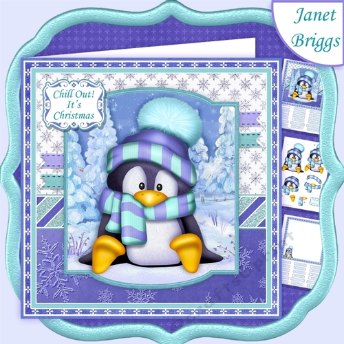 PENGUIN JUST CHILLIN 7.5 Christmas Decoupage & Insert Mini Kit
