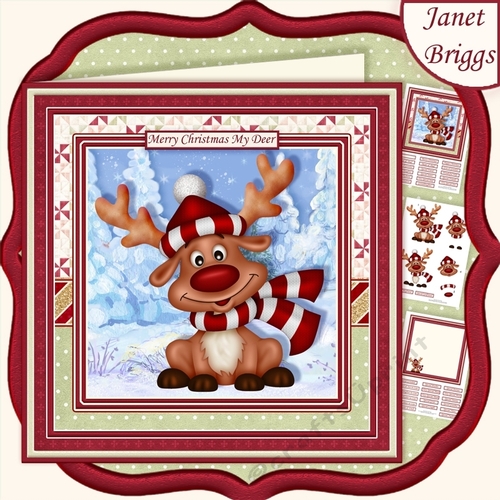 MERRY CHRISTMAS MY DEER 7.5 Decoupage & Insert Mini Kit