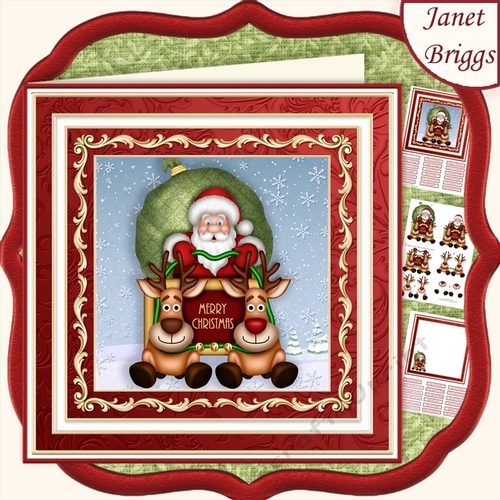 SANTAS SLEIGH RIDE 7.5 Christmas Decoupage & Insert Mini Kit