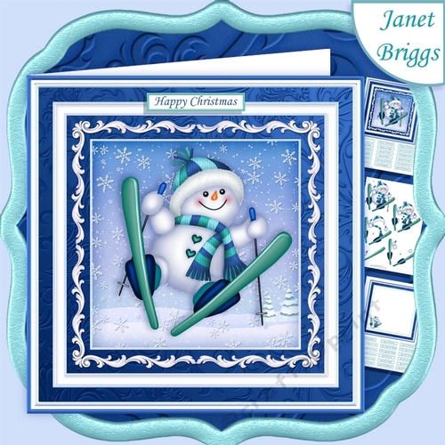 SKIING SNOWMAN 7.5 Christmas Decoupage & Insert Mini Kit