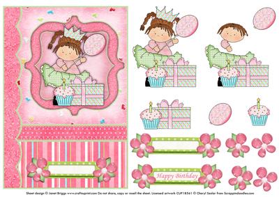 Birthday Girl in the Pink Topper and Decoupage