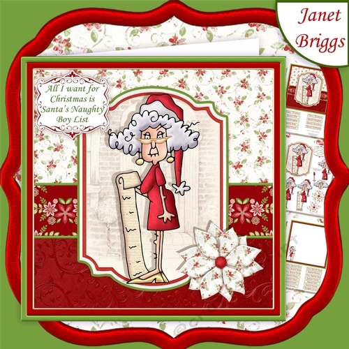 STELLA SANTAS NAUGHTY BOY LIST Christmas 7.5 Decoupage & Insert Mini Kit