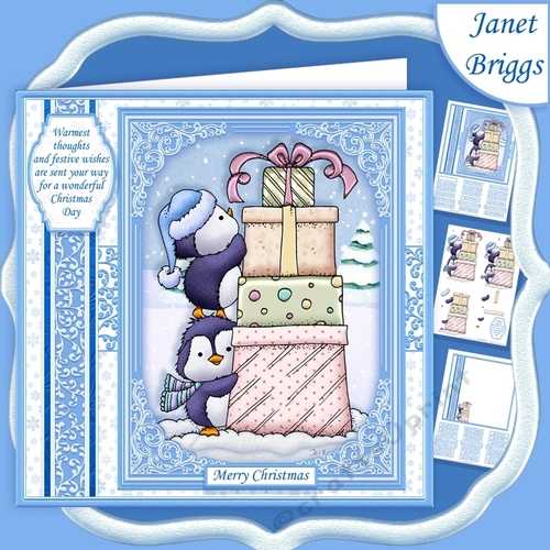 PENGUINS CHRISTMAS TOWER 7.5 Decoupage & Insert Mini Kit