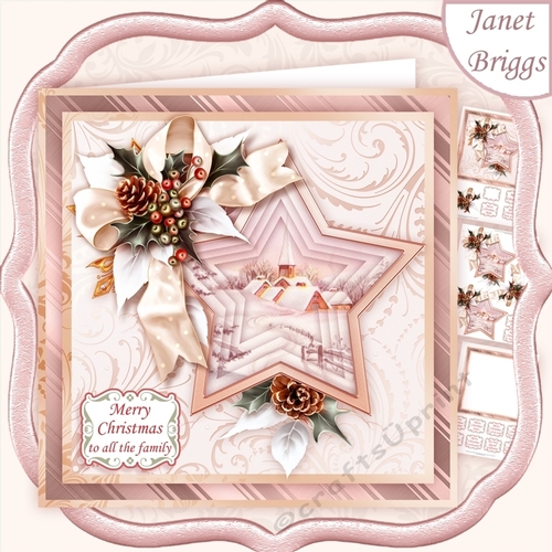 WINTER CHURCH IN STAR 7.5 Christmas Decoupage & Insert Mini Kit