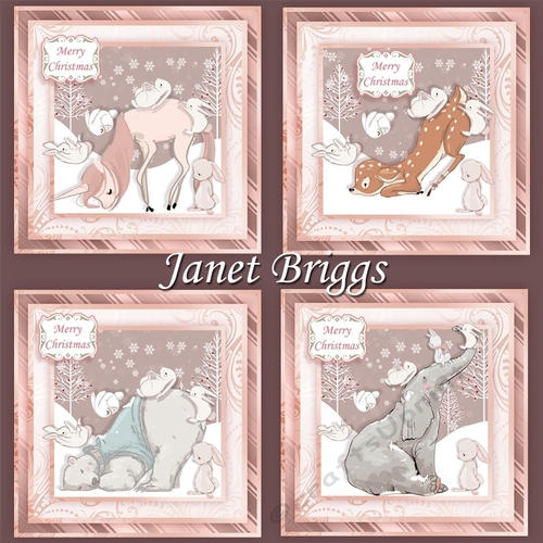 SNOW PALS IN ROSE GOLD 7.5 Christmas Decoupage & Inserts Bumper Kit