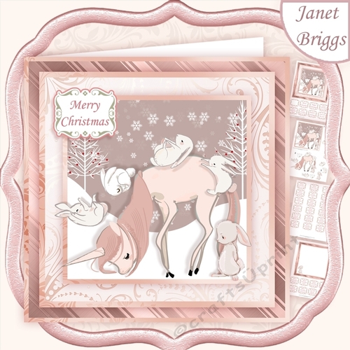 UNICORN & RABBITS 7.5 Christmas Decoupage & Insert Kit