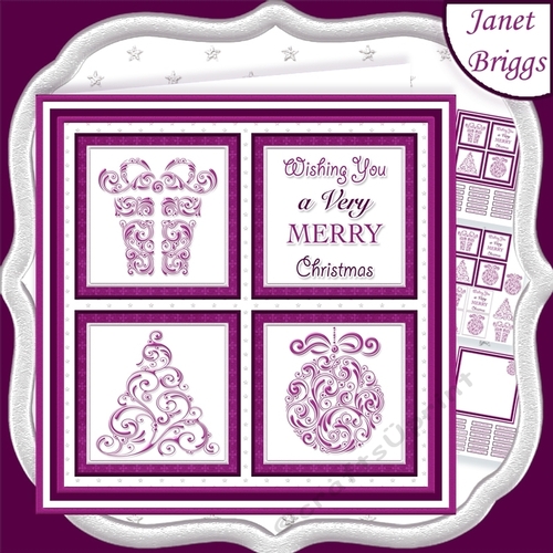CHRISTMAS ICONS SQUARES PLUM 7.5 Quick Layer Cards & Insert Mini Kit