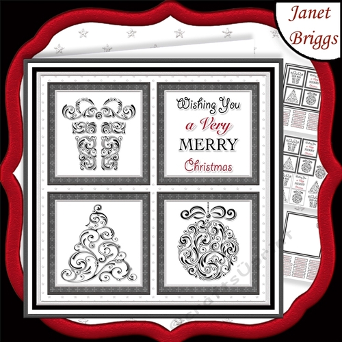 CHRISTMAS ICONS SQUARES BLACK 7.5 Quick Layer Cards & Insert Mini Kit
