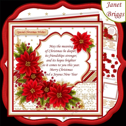 CHRISTMAS POINSETTIA & VERSE 7.5 Decoupage & Insert Mini Kit