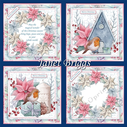 PASTEL POINSETTIA & ROBIN 7.5 Decoupage & Insert Bumper Kit