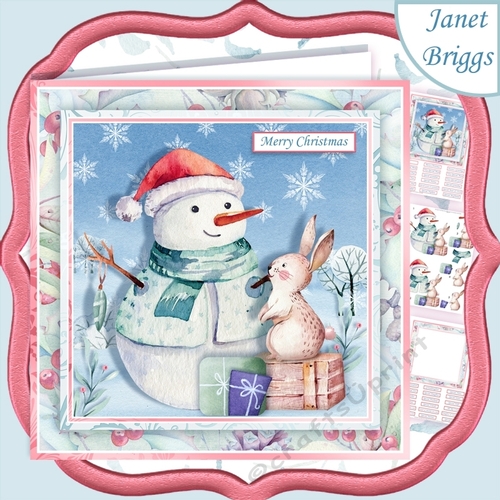 PASTEL SNOWMAN SCENE 7.5 Christmas Decoupage & Insert Mini Kit