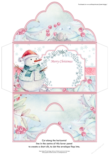 Christmas Money Wallet Gift Voucher Envelope PASTEL SNOWMAN