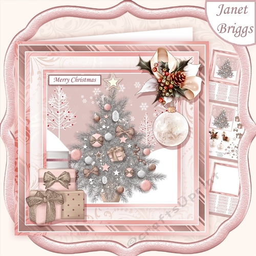 ROSE GOLD CHRISTMAS TREE 7.5 Decoupage & Insert Mini Kit