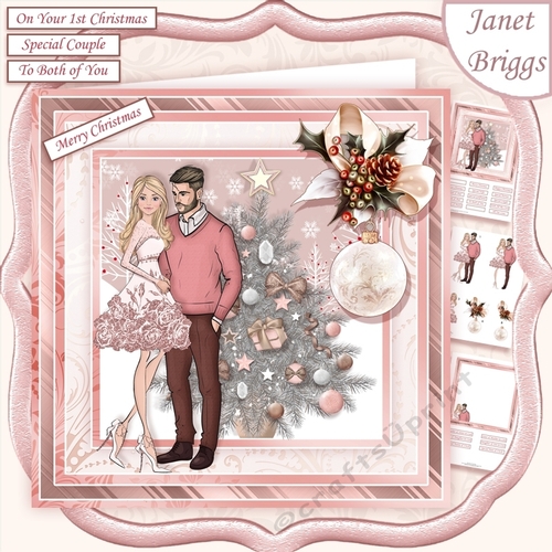 ROSE GOLD CHRISTMAS TREE & COUPLE 7.5 Decoupage & Insert Mini Kit