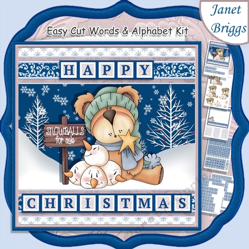 SELLING SNOWBALLS 7.5 Christmas Decoupage Easy Cut Word Strips or Alphabet
