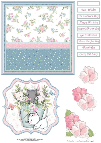 PLAYFUL KITTENS 6x6 Card Topper & Decoupage Sheet 1