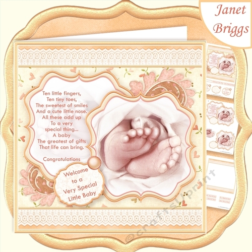 BABY TOES & VERSE Lemon New Baby 7.5 Decoupage & Insert Kit