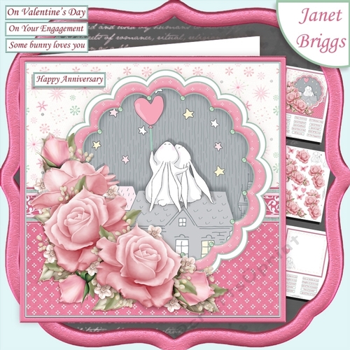 SOME BUNNY LOVES YOU 7.5 Decoupage & Insert Kit All Occasions
