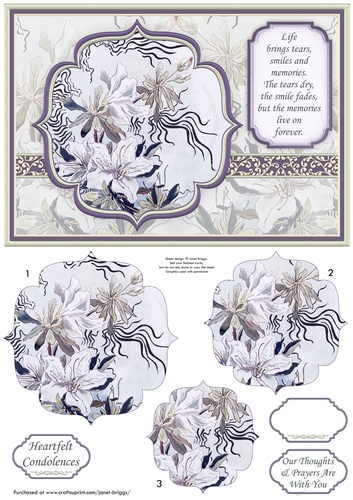 SYMPATHY LILIES A5 Card Topper & Pyramage 
