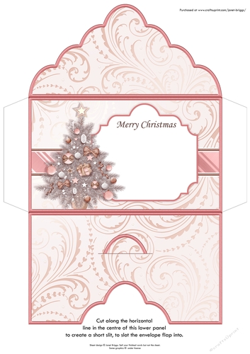 Christmas Money Wallet Gift Voucher Envelope ROSE GOLD CHRISTMAS TREE