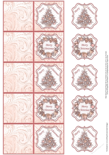 CHRISTMAS ROSE GOLD FOLDING 2.3 GIFT TAGS 