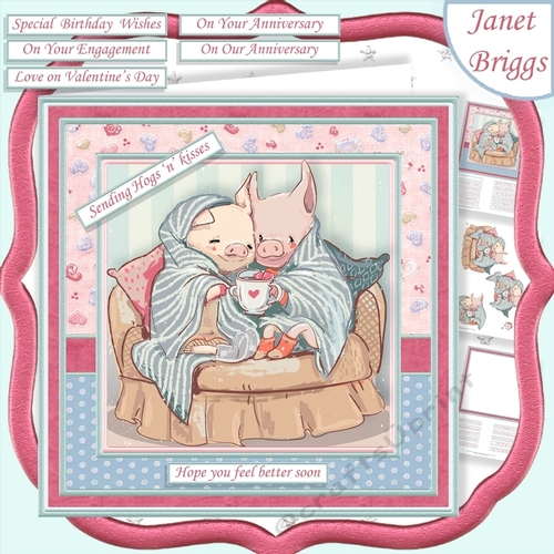 SENDING HOGS N KISSES 7.5 Decoupage & Insert Kit All Occasions