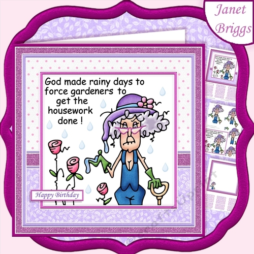 STELLA THE GARDENER 7.5 Humorous Decoupage & Insert Mini Kit